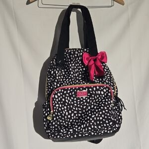 Betsey Johnson Back Pack Black And Pink Bow